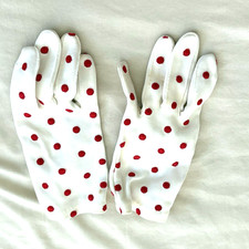 Vtg 50's/60's White Gloves with Red Polka Dots Little Girls Easter Sunday School