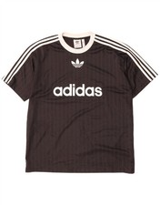 Adidas Mens Graphic T-Shirt Top Large Black Striped Polyester DW01