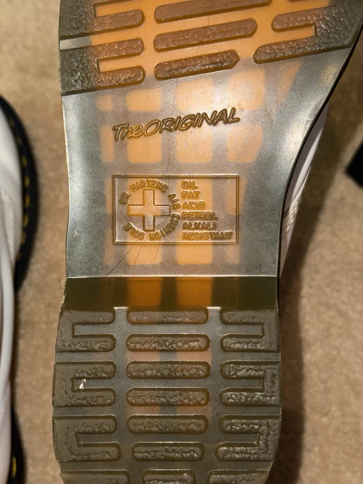 Mujeres Dr. Martens Botas de Combate Doc con Cordones Blanco Cuero Liso 1460W Talla 8 Foto 2 de 4