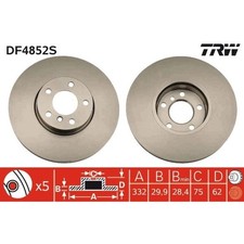 2x TRW BREMSSCHEIBEN vorne belüftet Ø332mm für BMW X5 E70 F85 X6 E72 F86 SUV