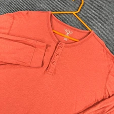The Normal Brand Henley Shirt Mens 2XL XXL Orange Long Sleeve Casual Cotton