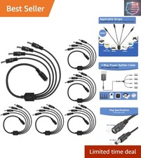 DC 1 Female to 4 Male Output Power Splitter Cable 6 Pcs 1 to 4 Plug DC CCTV C...