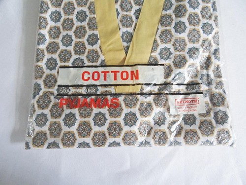 Vintage Mens Pajamas 1970s Keynote Green Mustard Geometric Patterned Unworn XL - Picture 20 of 23