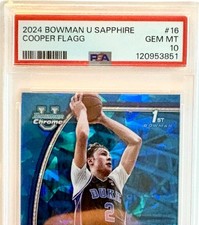 Cooper Flagg 2024 Bowman U Sapphire RC PSA 10 Blue Chrome Rookie