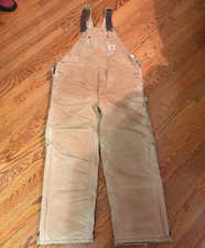 Carhartt Insulated Bib Overalls Mens 40x29 Double Knee Duck Canvas R41 BRN VTG