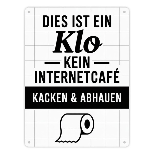 Klo, Kein Internetcafe Metallschild XL In 21X28 Cm-image