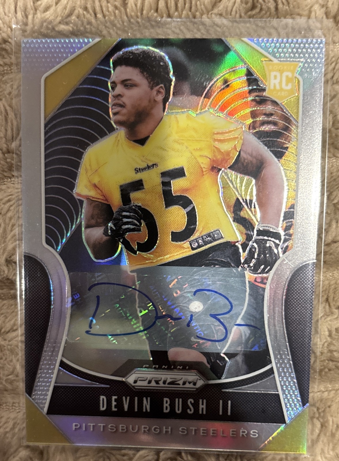 2019 Panini Prizm - Rookies Devin Bush II #313 Silver Prizm Autographs G7