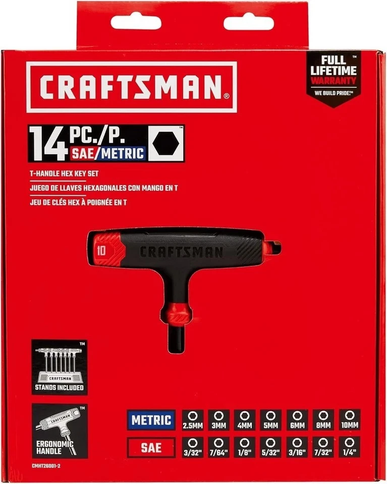 CRAFTSMAN T-Handle Allen Wrench Set, Hex Keys, SAE & MM, 14 Piece (CMHT26001-2) - Image 3 of 4