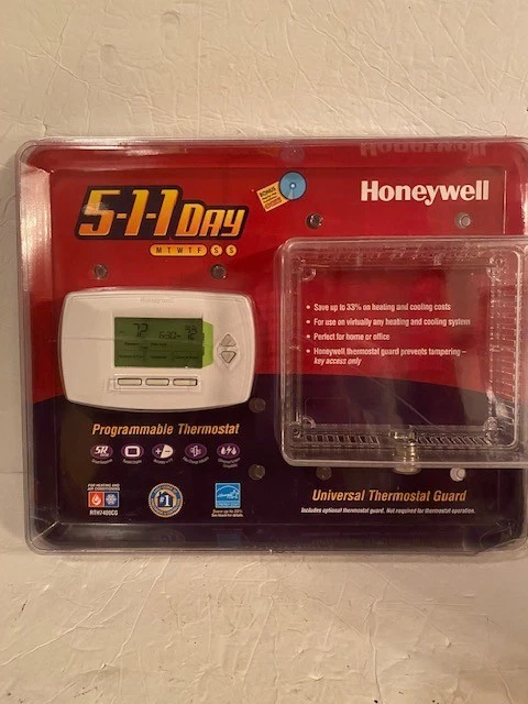 NOS 2006 Sealed Honeywell Programmable Thermostat 5-1-1 Day w/Guard RTH7400CG