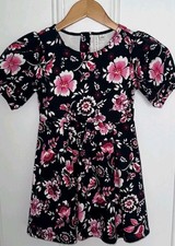 Janie and Jack Navy Floral Puff Sleeve Dress Size 7