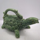 Vintage Nelson McCoy Art Pottery Green Turtle Watering Sprinkler