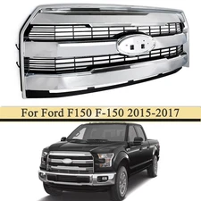 For 2015-2017 Ford F150 Chrome Lariat Front Upper Grille w/o Camera Hole