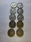 Mercury Dime Lot of 10- 90% Silver - 1940’s