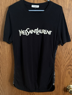 トップス yves saint laurent rive gauche Yves Saint Laurent Rive Gauche Black T-Shirt Women's Sz XL Vintage