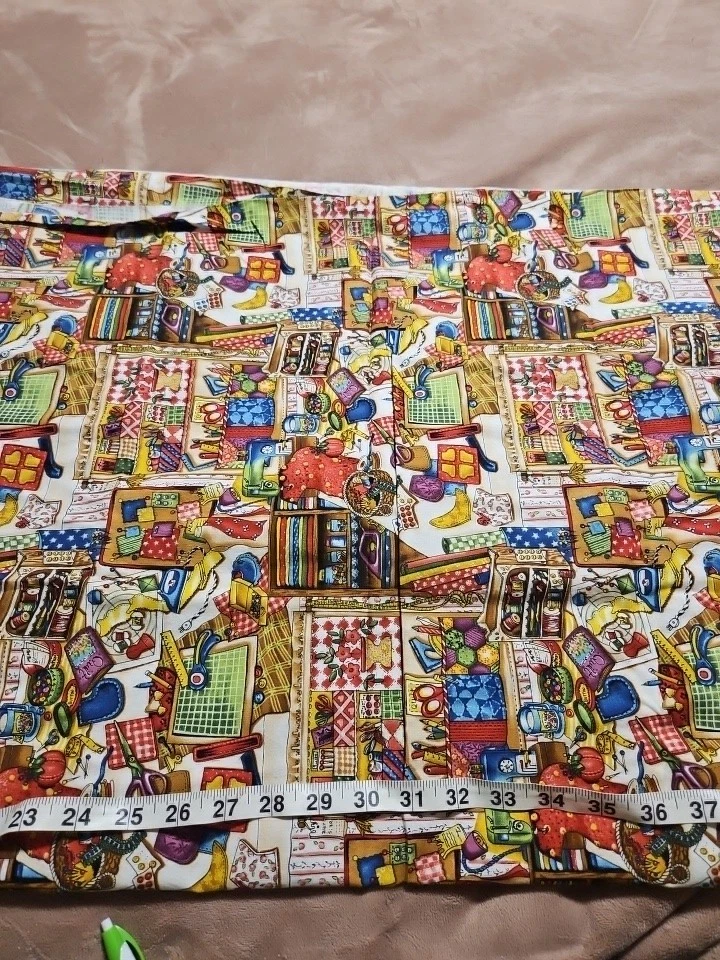 "I Love to Quilt" RJR Sewing Quilting Cotton Fabric 3yds 2003 RARE vtg  - Image 3 of 4