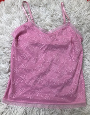 NWOT Jessica Simpson Baby Pink Ribbon Lace Cami PJ Pajama TOP Sz S