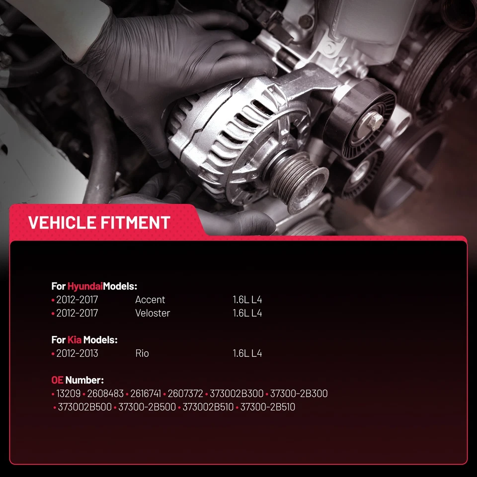 Alternador PARA Hyundai Accent Veloster Kia Rio 2012 2013 2014 2015 2016 2017 1.6 Foto 2 de 4