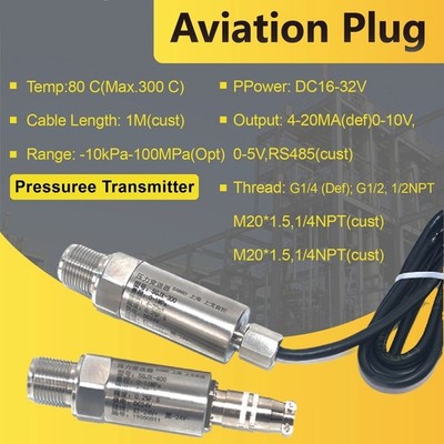 Aviation Plug Pressure Transmitter RS485 4-20mA 0-10V 0-5V Industrial Sensor for