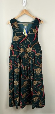 Bryn Connelly NWT Corduroy Midi Dress Sz 14 Equestrian Prairie Modest Buttons.