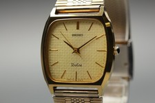 Vintage 1977 Near MINT Seiko Dolce 7741-5100 Gold Mens Quartz Watch From JAPAN