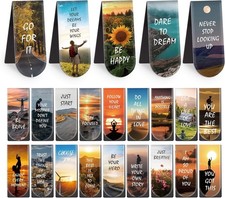 Magnetic Bookmarks, 46PCS Inspirational Slogan Nature Scenery Pattern Bookmar...