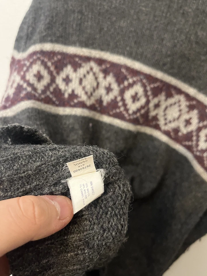 Cárdigan Suéter De Colección Gap Para Hombre Talla L Gris Invierno Patrón Lana Nylon Cabello Camello Foto 4 de 4