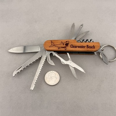 Devin Clearwater Beach FL Souvenir Wood Handle Multi-Tool Pocket Knife #20109