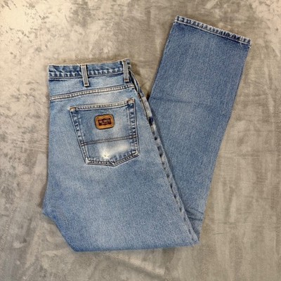 Vintage Big Smith Straight Jeans Men's Size 38x34 Blue Light Wash Denim Pants