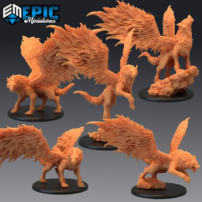 WINGED WOLF, Dungeons and Dragons Miniatures, D&D Flying Dire Wolves, Fantasy