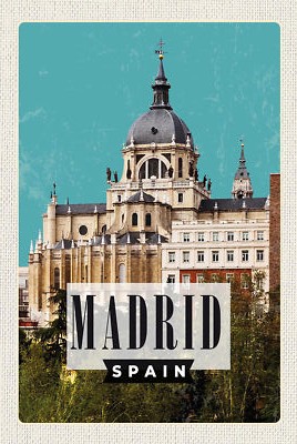 Blechschild 18x12 Madrid Spaniensort Geschenk Wand Deko Bar Kneipe Sammler Gesch