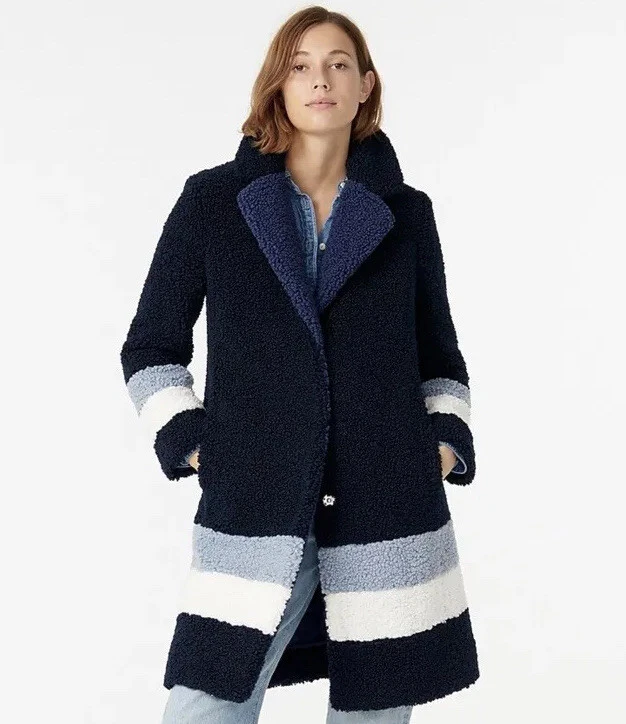 J crew colorblock sherpa best sale topcoat