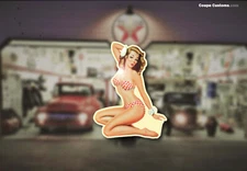 1950s Sexy Pinup Water Slide Decal Rat Racing Dealer Hot Rod Girl Beach