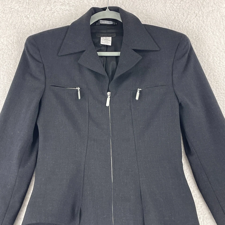Chaqueta Bebe Mujer Talla 4 Gris Cremallera Mezcla Lana De Colección Manga Larga Hecha en Italia Foto 2 de 4
