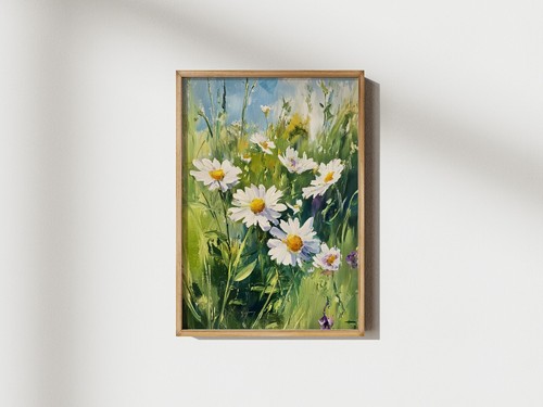 Daisy Field Painting 5"x7" Print on Matte Paper Bright Summer Flower Art - Picture 4 of 18