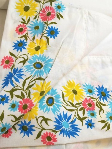 NIP Vintage TWIN FLAT Muslin Sheet Grants "Daisy" Pattern Floral Embroidered - Picture 5 of 9