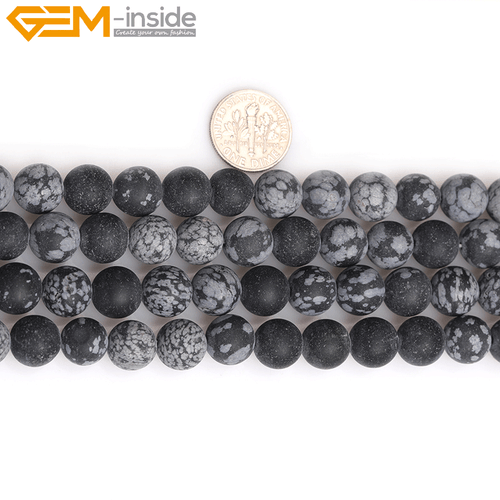 Round Forested Natural Gemstone Snowflake Obsidian Loose Beads For Jewelry 15" - Picture 14 of 36