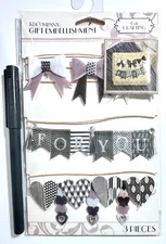 K & Company Black White Banner Gift Stickers Card Making Scrapbooking Embellish