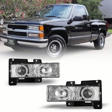 For 88-99 Chevy Gmc Ck 1500 2500 Headlights 95-00 Tahoe Halo Projector Clear For 88-99 Chevy Gmc Ck 1500 2500 Headlights 95-00 Tahoe Halo Projector Clear