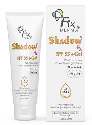 Fixderma Shadow RX Sunscreen SPF 55+ Gel | Sunscreen for Oily Skin 75gm