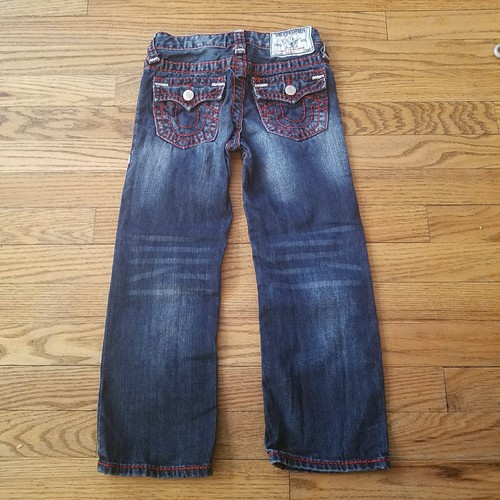 True Religion boys size 5 jeans, red & white stitching, EUC - Picture 2 of 6