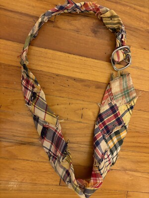 VINTAGE Plaid Belt Tie Handmade 2000