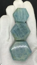 Natural Aquamarine Hexagon Stone Polished Healing Crystal Reiki Decor