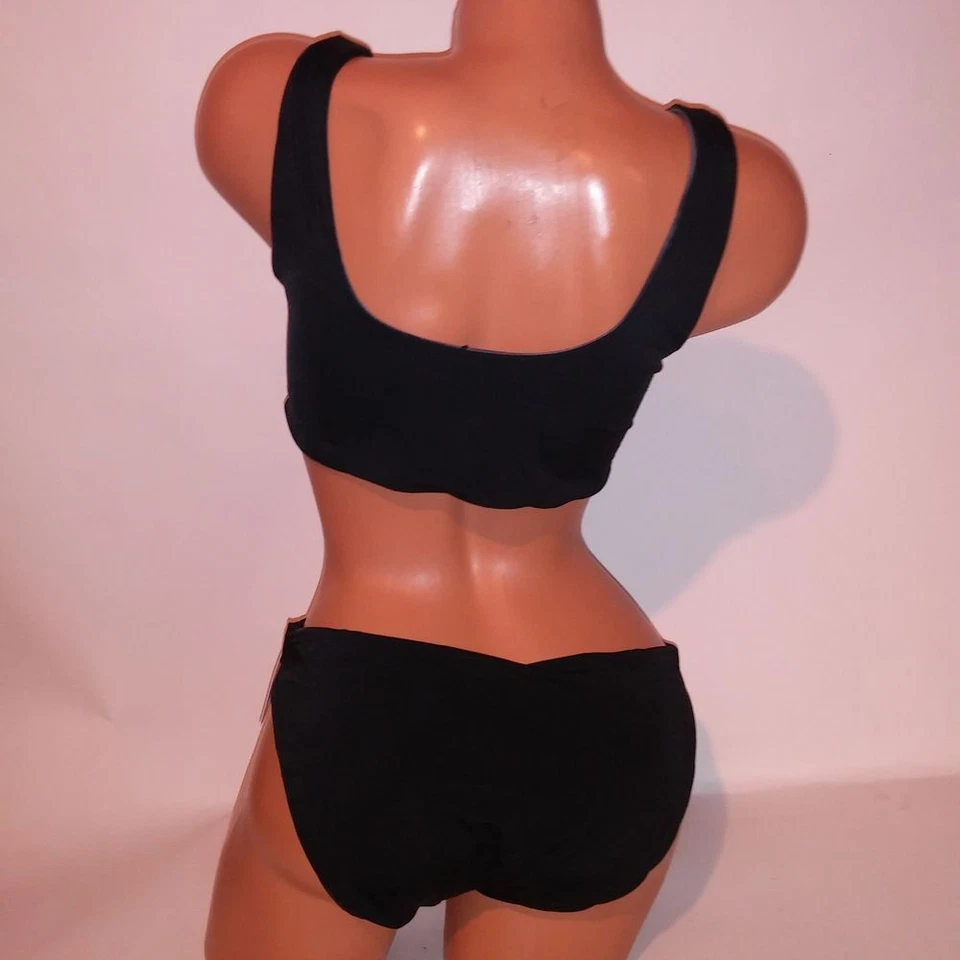 Bikini de natación Victoria Secret ROSA parte superior grande XL inferior negro gris estilo bralette Foto 4 de 4