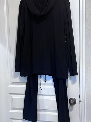 Women's Anthony Originals Black Stud Zip Up Hoodie With Pull On Pants Size 2XL - Picture 8 of 9