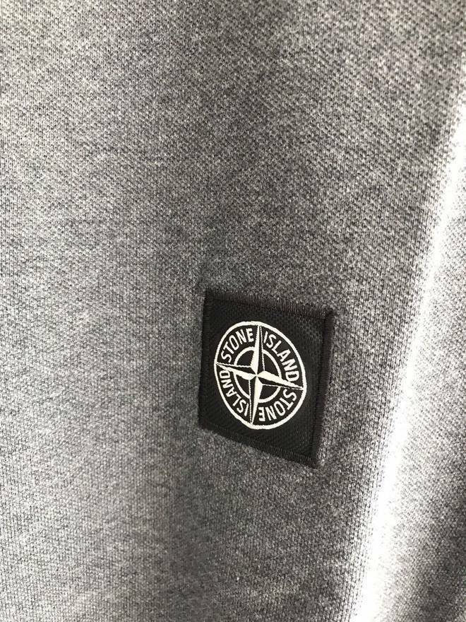 STONE ISLAND Slim-Fit Crest logo Piqué Polo Shirt Grey Long