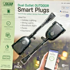 Feit Wi-Fi Smart Plug 2-pack Dual Outlet Outdoor Smart Plugs NEW Open Box
