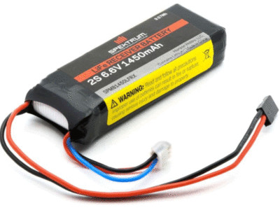 Spektrum 1450mAh 2S 6.6V LiFe Receiver Battery SPMB1450LFRX