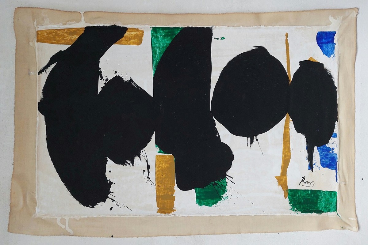 Robert Motherwell◾️美術絵画油絵 Robert Motherwell Signed Abstract Expressionist Oil Painting