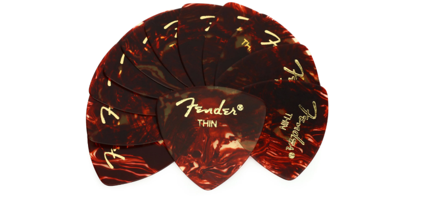Fender 346 Tortoise Shell Thin Guitar Picks 4-Pack (12 Picks)