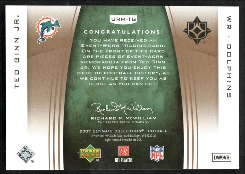 2007 Ultimate Collection Maerias Gold Ted Ginn Jr. Rookie Jersey /99 #URM-TG - Image 2 of 2